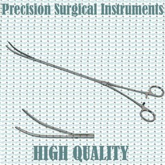 Thoracoscopic Metzenbaum Scissors Curved Dissector VATS Surgical Clamp Set 3 Pcs