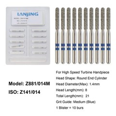 Dental Zirconia Diamond Burs FG Round End Taper Cylinder Football Fine Medium