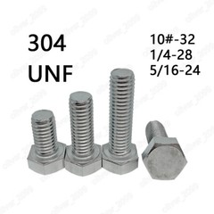 Fine Thread 304 Stainless Steel Hexagon Bolt Hex Head Cap Screws 10# 1/4 5/16