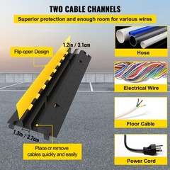 5pcs Rubber 2 Channel Cable Protector Ramp Cable Wire Cord Guard Ramp Speed Bump