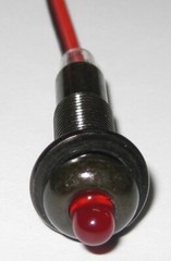 Panel Mount Flashing / Blinking Red LED w/ Black Bezel – 12V DC – 5/16” Mount