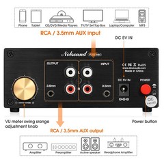 Analog VU Meter Stereo Audio Visualizer Sound Level Meter Display w/ RCA AUX In