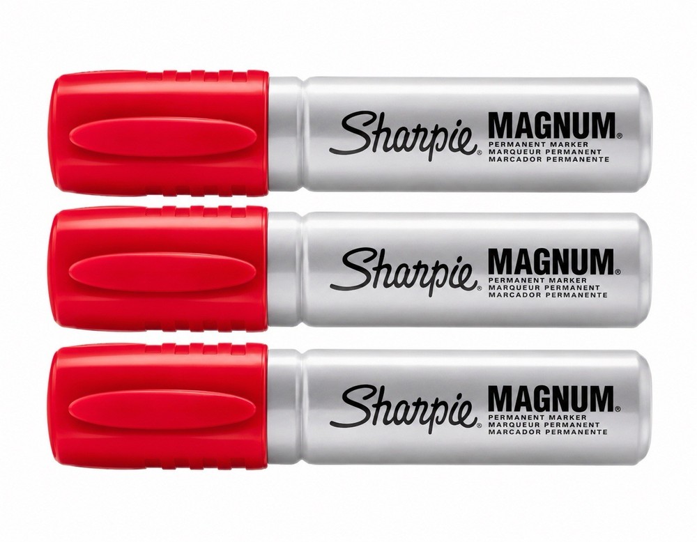 Sharpie Magnum Oversized Permanent Marker Chisel Tip Red – 3 pack