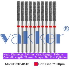 10pc Diamond Burs Shape Flat & Round End Modified Cylinder Fine Medium Coarse
