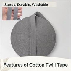 Dark Gray Twill Tape 3/4 Inch Wide – 40 Yards Herringbone Cotton Webbing Bias…