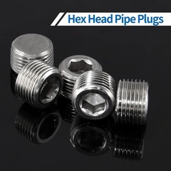 5PCS 3/8 NPT Stainless Steel Hex Socket Pipe Plugs Male Thread Seal Fittings Kit