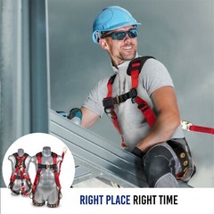 Full Body Harness w/detachable 6′ Internal Shock Absorbing Lanyard w/ Steel Hook