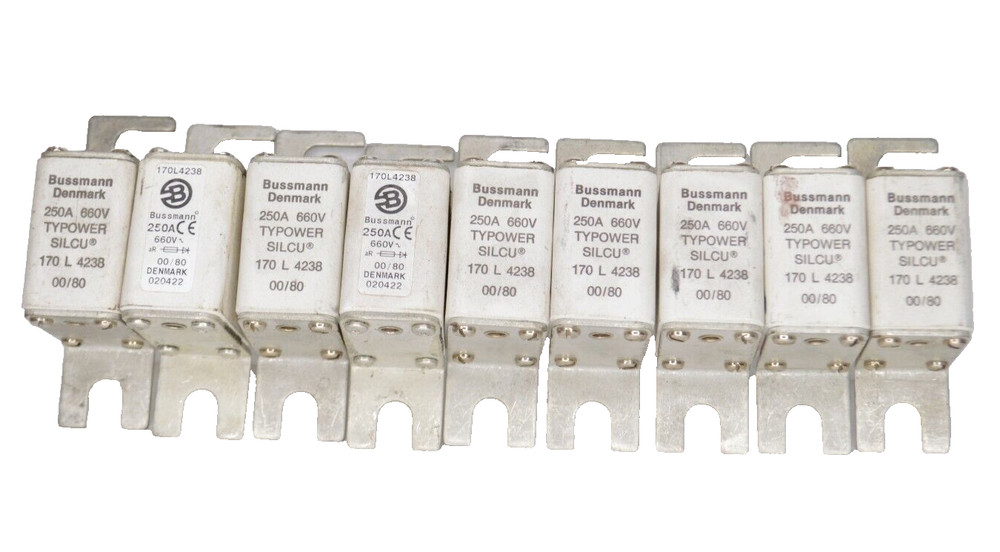 Lot of 9 NEW Bussmann 250 Amp Fuses Typower Silcu 00/80 170L4238 Denmark