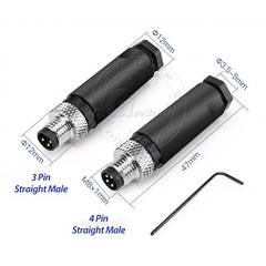 PG7 M8 Sensor Connector 3 Pin / 4 Pin Male / Female Straight / Elbow Plug IP67