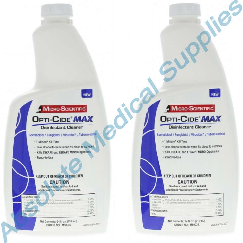 *2-Bottles* Micro-Scientific Opti-Cide MAX Disinfectant Cleaner 24 Oz M60036