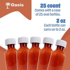 Plastic Amber Oval Liquid Medicine Bottles, Child Resistant Cap, 2oz, 25 Count