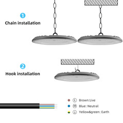 4Pack LED 300W UFO High Bay Lights Warehouse Factory Shop GYM Lamp Super Bright