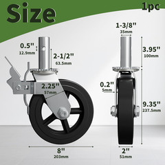 8 Inch Scaffolding Wheels, Scaffold Caster with Dual Locking Brakes, Heavy Duty