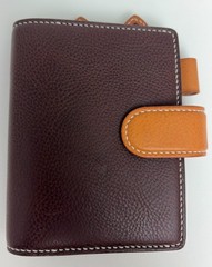 Handmade Leather Planner Binder, A7 Pocket Size, Brown & Tan Colorblock