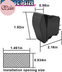 2 Pin Rocker Switch, Waterproof On-Off-On Momentary Rocker Toggle Switch, 12V 20