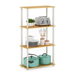 Furinno Turn-N-Tube 4-Tier Shelf Display Rack in Blonde Maple