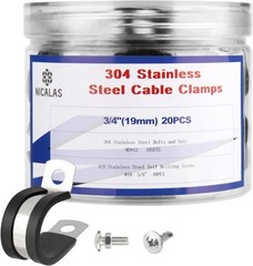 Stainless Steel Cable Clamps Kit 3/4 Inch 50 Pcs with Screws for Wires Pipes