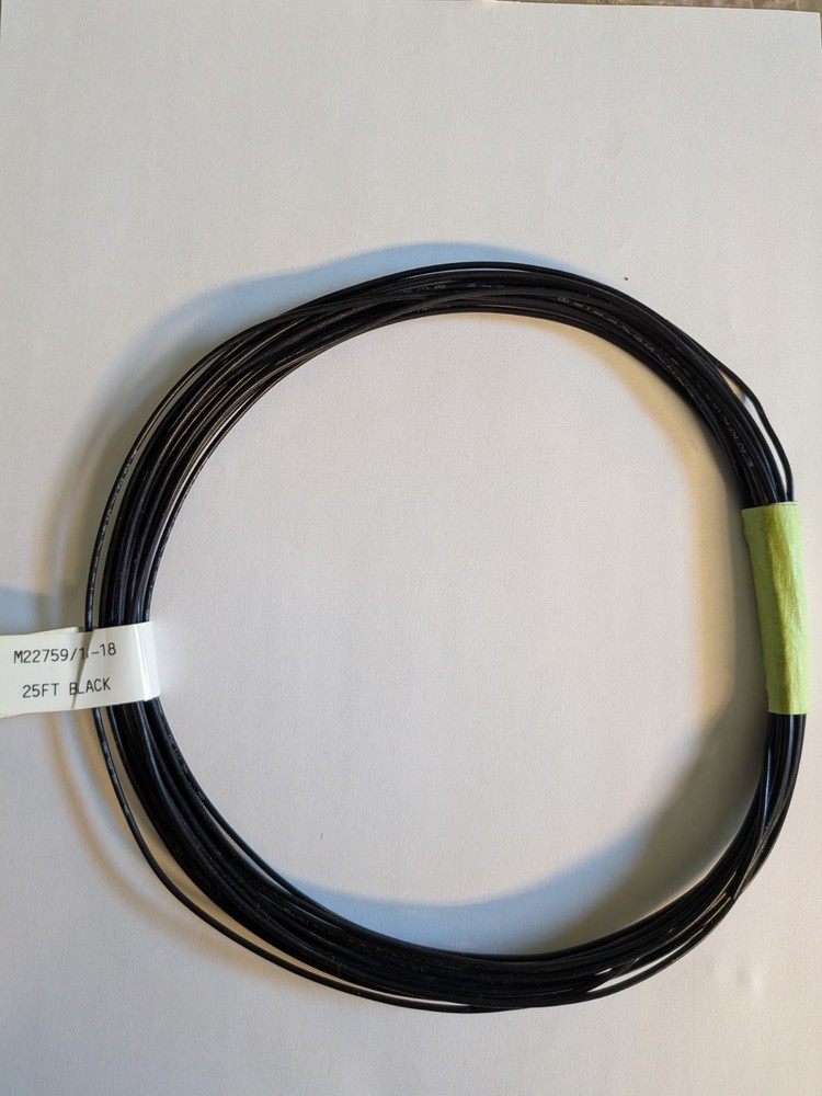 M22759/11-18-0 18 AWG 19 STRAND SILVER-COATED COPPER COND PTFE. Black, 25 foot