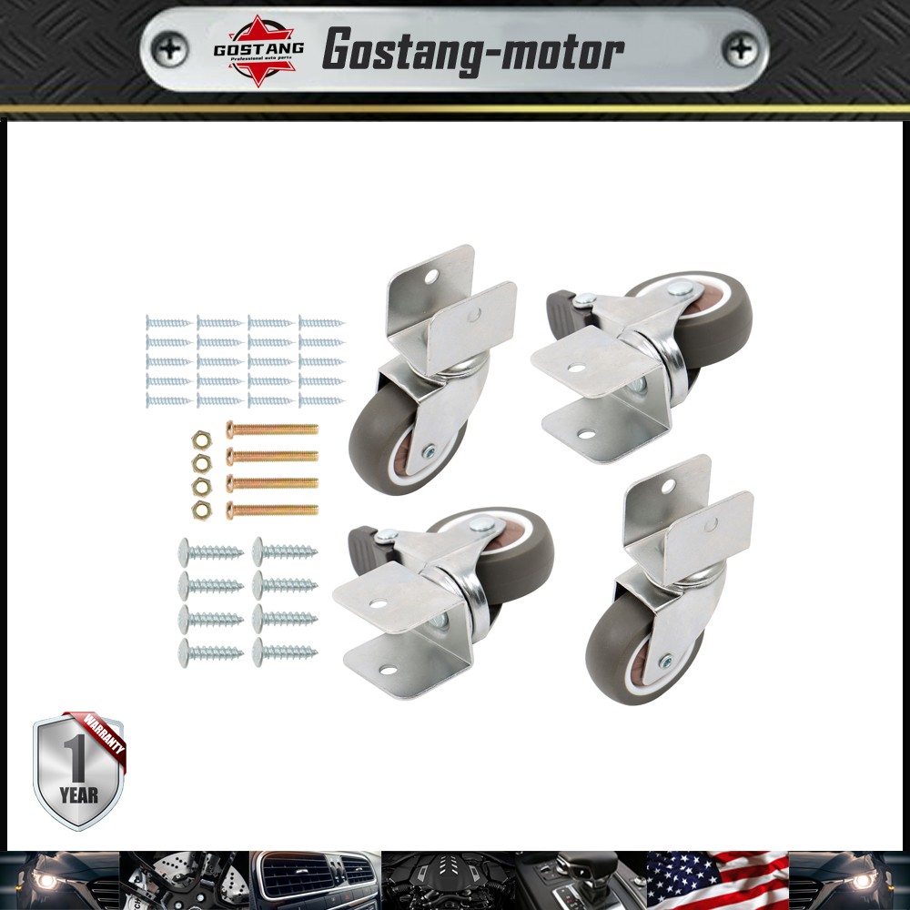 4 Pcs 2″ Casters U-Shaped Bracket Furniture Wheels (2 with brake&2 without)