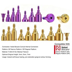 US Compatible Multi Implant system Healing Abutment Titanium Dental Gingival Cap