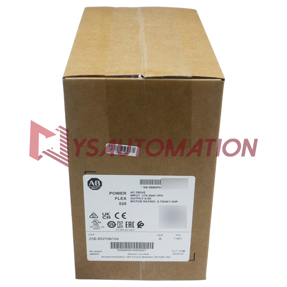 New Sealed Allen Bradley 25B-B5P0N104 PowerFlex 525 AC Drive 0.75kW 1Hp