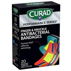 Curad Performance Series Fingertip and 20 Count (Pack of 1), Multi-color