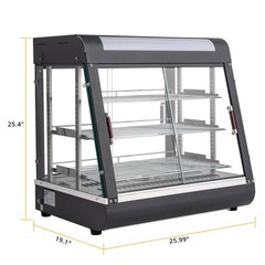 3 Tier 26″ Commercial Food Warm Display Countertop Hamburger Pizza Case Catering