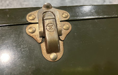 Vintage Asco Industrial Metal Book Storage Box w/Latch and Folder* Wear