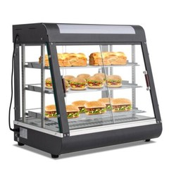 3 Tiers Commercial Food Warmer Display Countertop Pizza Heated Show Case w/Bulb
