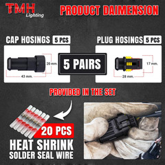 2 Pin Connector 22 AWG – 2 Wire 10 Cm. Waterproof Connectors Automotive Electric