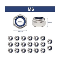 Quacc 20pcs M6 Nyloc Steel Nuts, Nylon Locknuts for Fastener, Nylon Inserted …
