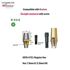 Titanium Straight Cemented Abutment D4.5/5.0/6.0 For Osstem Hiossen TS Regular