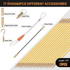 23.8FT Fiberglass Running Electrical Wire Cable Glow Rods Wire Pulling, Fish Rod