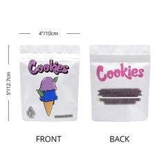 3.5g Odor Proof Foil Storage Mylar Bags 100pcs Food Safe Zip Seal Stand Up Pouch