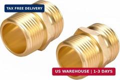 2 Pack 3/4″ GHT to 3/4″ NPT Male Connector, Brass Garden Hose Fitting, Male Hose