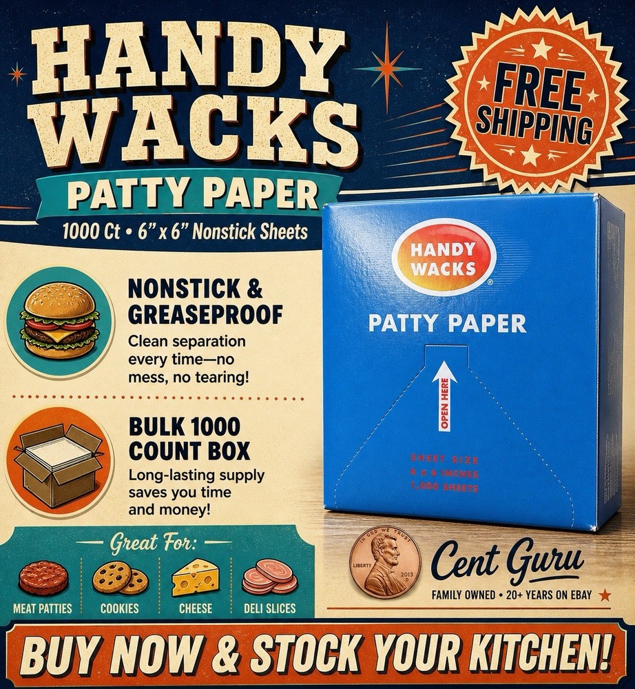 Handy Wacks 1000 White Patty Papers Disposable Meat Sheets 6 X 6 Inch Large New
