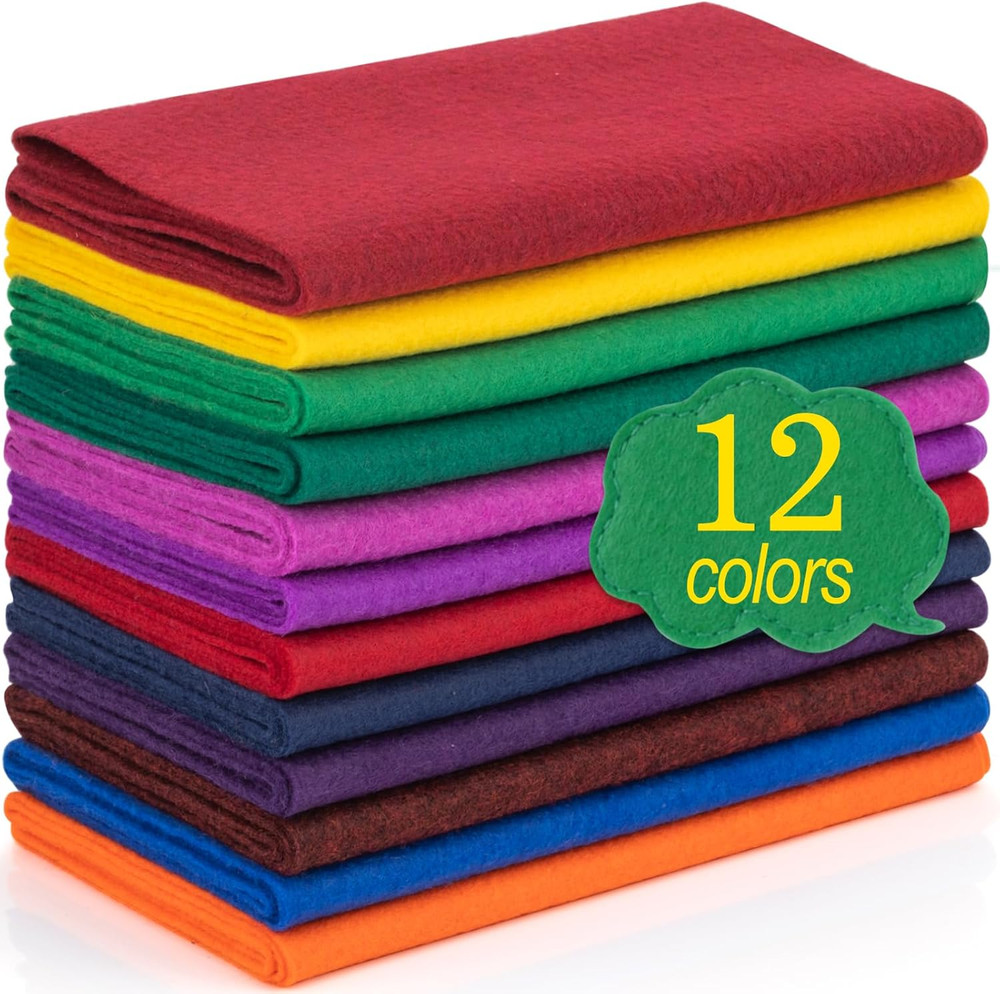 12 Rolls 8″X35″ 1.4Mm Thick Soft Felt Fabric Sheet 12 Assorted Dark Series Color