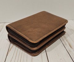 VTG Franklin Covey Brown Full-Grain Leather 2-Zipper Wallet Binder – RARE
