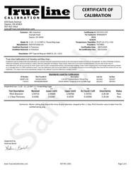 Long Form Calibration Certs For Thread Gage (Purchased w/ M & J Tooling Gage)