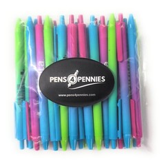 50 Misprint SoftTouch Click Pens LEMONADE Hub Pen Lot MULTICOLOR Pink/Blue/Green