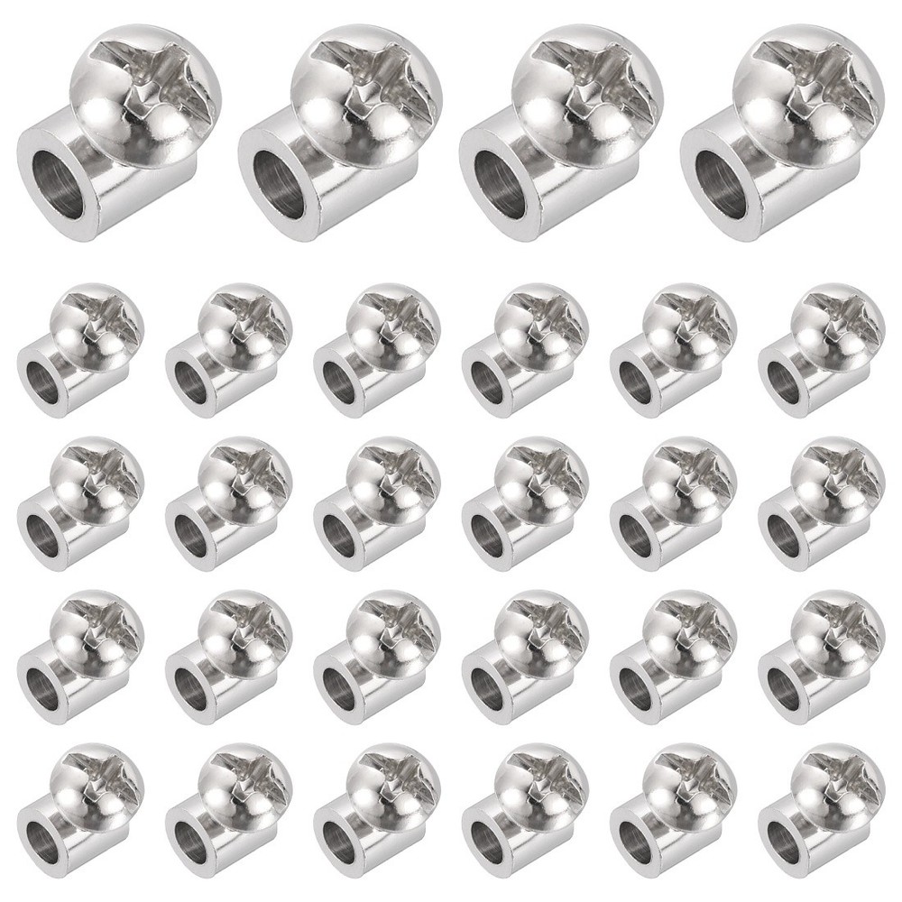 28 Pcs 6 x 6mm Single Hole Wire Rope Cable Clamp for 3.5mm Dia Cable, Silver