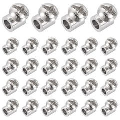 28 Pcs 6 x 6mm Single Hole Wire Rope Cable Clamp for 3.5mm Dia Cable, Silver