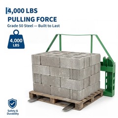 4000lb Skid Steer Pallet Fork Attachment, Quick-Connect Steel Frame, 2″ Receiver