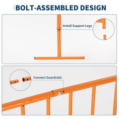 7.5ft Heavy Duty Interlinked Steel Safety Barricade Portable Metal Crowd Control