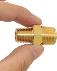 3/8 NPT X 1/4 NPT Male Solid Brass Hex Nipples, Heavy Brass Pipe Adapter Fitting