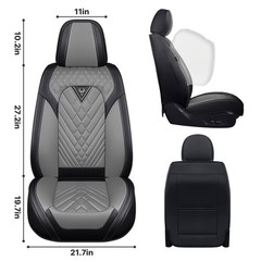 Leather Seat Covers Waterproof Breathable Buick Regal 2011-2017 Front Gary-Black