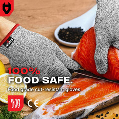 NoCry Premium Cut Resistant Gloves Food Grade — 100% Food Safe — Level 5 Meat Cu