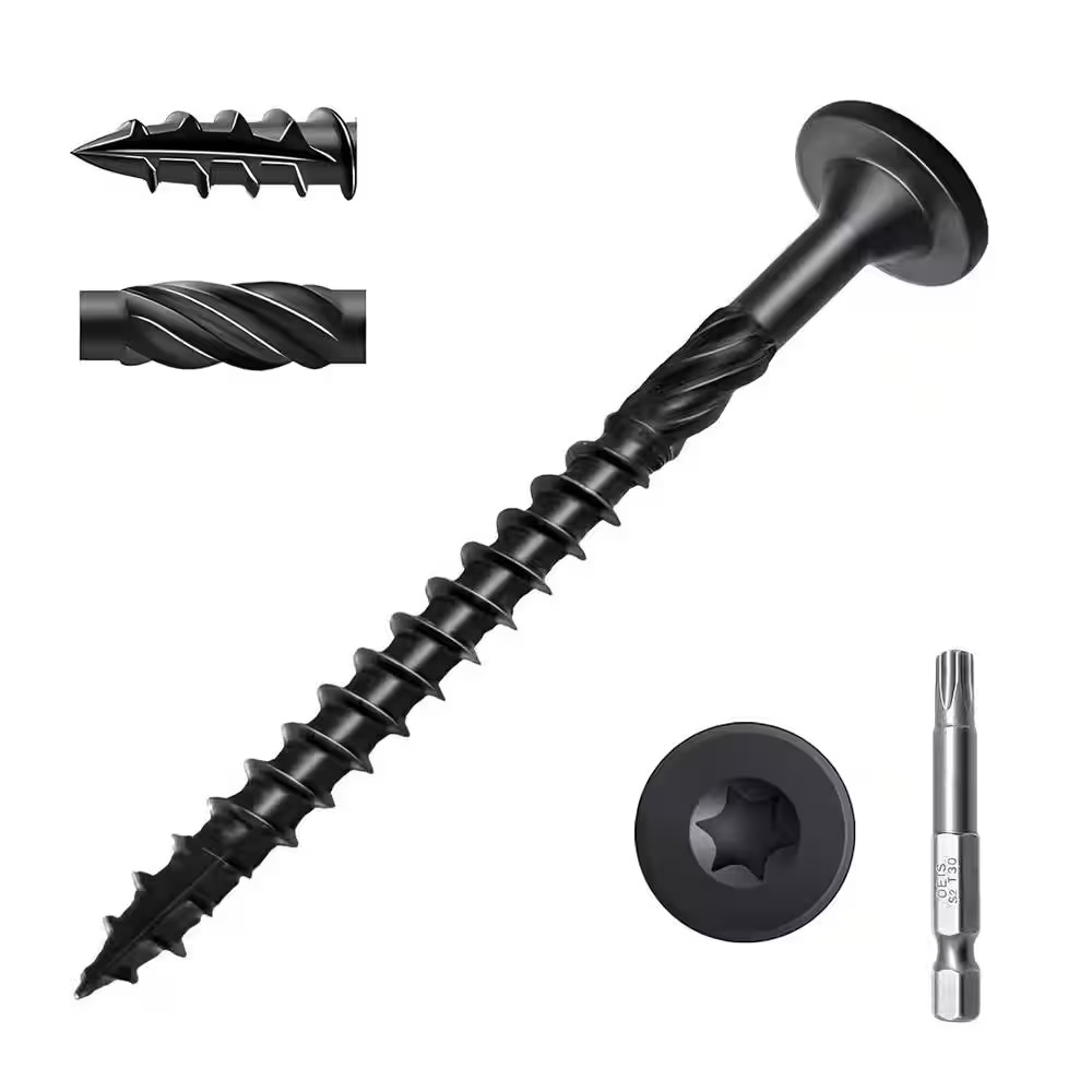 Heat-Treated Steel Black Rust Resistant Heavy Duty Structural Wood Screws (50-Pa