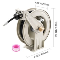 Uimoso Retractable Grease Hose Reel 1/4 in x50 ft with Spring-Driven Auto Rewind