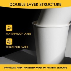 RACETOP [100 pack] Disposable Coffee Cups with 12 Ounces, White-Black Lids
